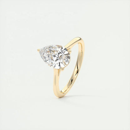 2.00 Carat Solitaire Pear Cut Lab-Grown Diamond 18K Solid Gold Engagement Ring