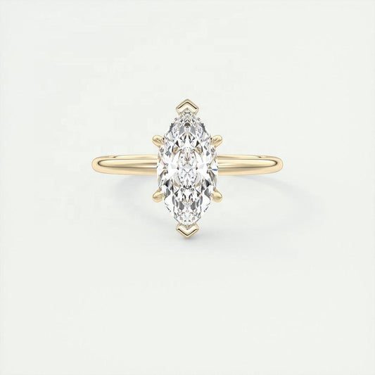 2.14 Carat Marquise Cut Lab-Grown Solitaire Diamond Ring Made In 18K Solid Gold