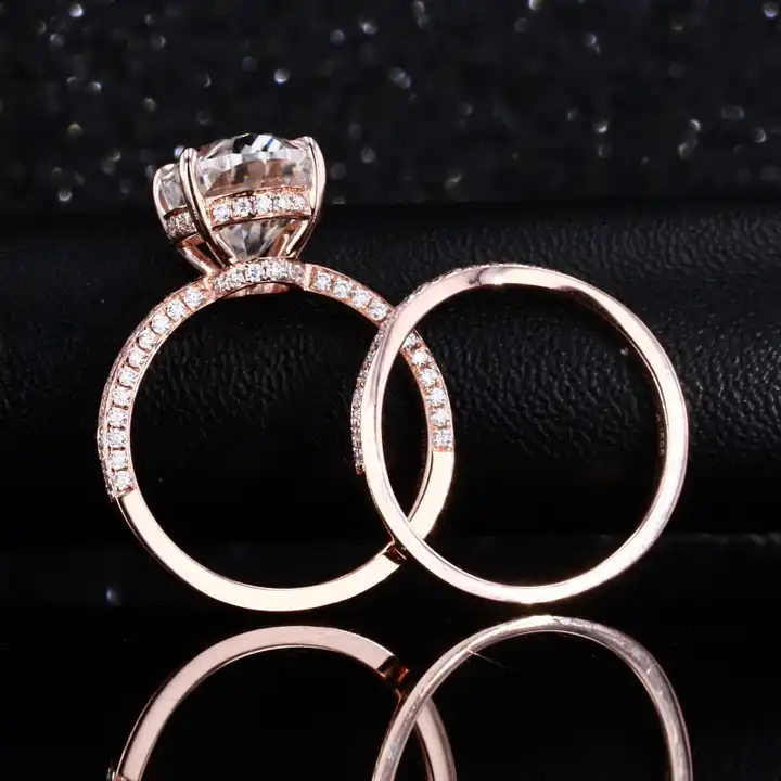 4.40 TCW Oval Cut Lab Diamond 14K Rose Gold Hidden Halo Wedding Ring Set