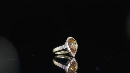 3.70 Ct Pear Cut Canary Yellow Fancy Color Diamond 14K Solid Gold Engagement Ring