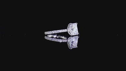 4.01 Carat Princess Cut Solitaire Diamond Paved Diamond Ring