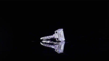 5.12 CT Emerald Cut Lab Grown Diamond 14K White Gold 5 Stone Ring