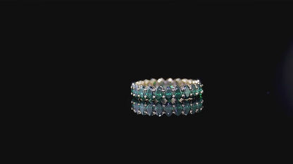 14K Solid Gold Green Oval Cut Moissanite Diamond Eternity Band