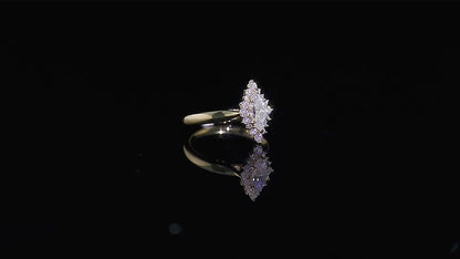 Marquise Cut Cluster Halo Diamond Wedding Ring