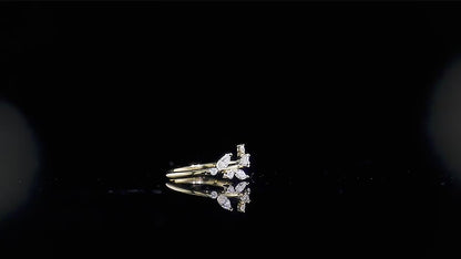 0.59 TCW 榄尖形切割钻石戒指 14K 纯金女式戒指