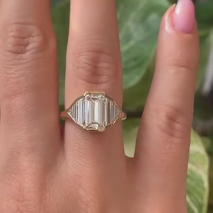 2.69 CT Emerald Cut Lab Grown Diamond 5 Stone Ring