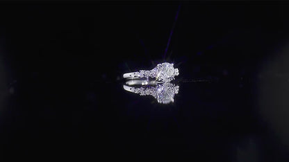 0.97 TCW Unique Engagement Ring | 14K White Gold Solitaire Women's Diamond Ring
