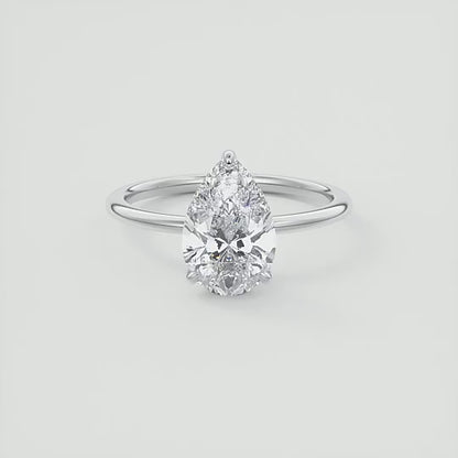 2.00 Carat Solitaire Pear Cut Lab-Grown Diamond 18K Solid Gold Engagement Ring