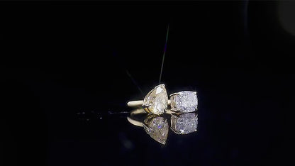 2.50 Carat Pear & Cushion Cut Lab Grown Diamond Toi Et Moi Ring