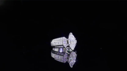 2.53 CT Marquise and Baguette Cut Lab Grown Diamond Made With 14K Solid White Gold