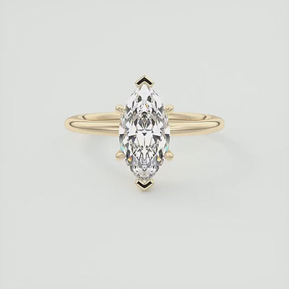 2.14 Carat Marquise Cut Lab-Grown Solitaire Diamond Ring Made In 18K Solid Gold