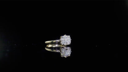 Vintage Style 2.31 CT Cushion Old European Cut Colorless Diamond Solitaire Wedding Ring