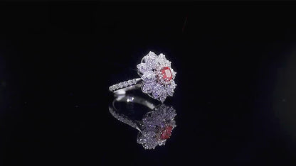 3.77 Cts Elegantly Indian Hand-Made Two Tone Floral Theme Diamond Ring