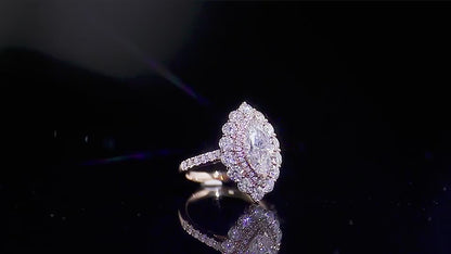 Marquise Cut Lab Grown Diamond Double Halo Ring Gift For Her