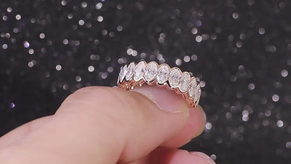 Oval Cut Lab Grown Diamond Semi Bezel Set Half Eternity Band