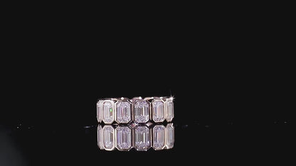 5X3 MM 3.66 Carat Emerald Cut Diamond Wedding Bezel Set Band