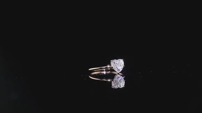 1.00 克拉心形切割实验室种植钻石 14K 玫瑰金单石戒指