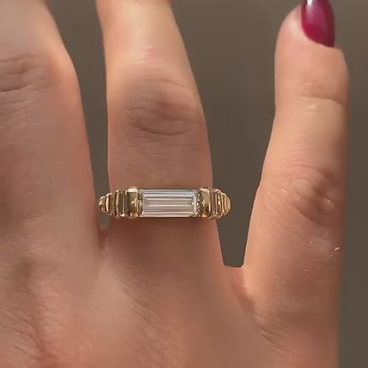 Bezel Set Horizontal Baguette Lab-Grown Diamond Ring