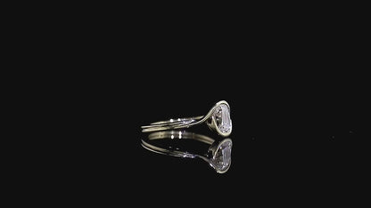 1CT Lab-Grown Diamond Twisted Shank Band Half Bezel Solid Gold Diamond Engagement Ring for Her