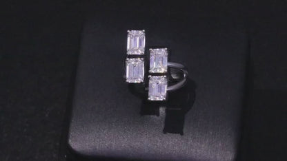 Emerald Cut Lab Grown Diamond Double Toi Et Moi Ring