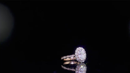 1.87 Carat Oval Cut Lab-Grown Halo Diamond Engagement Ring