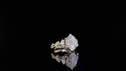 Clustered Big Marquise Cut Lab-Grown Diamond Ring