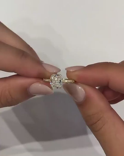 2.00 Carat Oval Cut Lab Grown Diamond Hidden Halo 14K Gold Engagement Ring