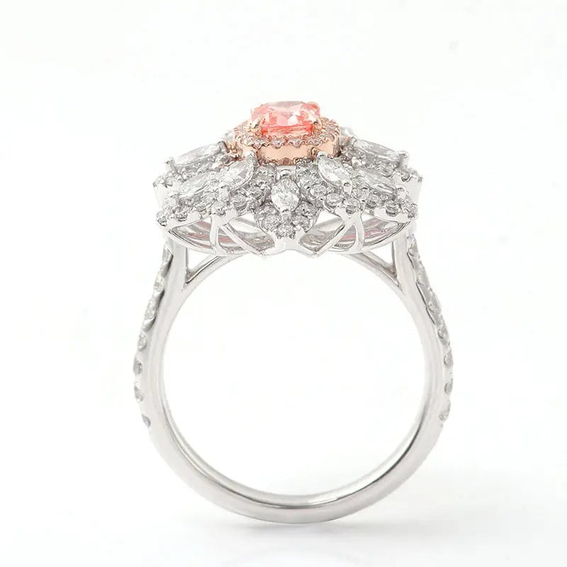 3.77 Cts Elegantly Indian Hand-Made Two Tone Floral Theme Diamond Ring