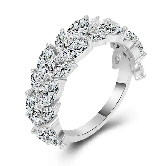 2.84 Cts Marquise Cut Diamond 14K White Gold Half Eternity Band Ring