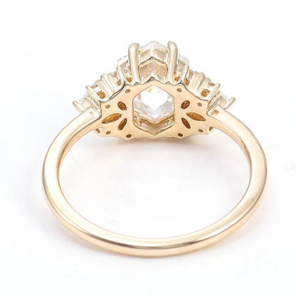 2.22 Carat Antique Hexagon Cut Diamond Wedding Ring