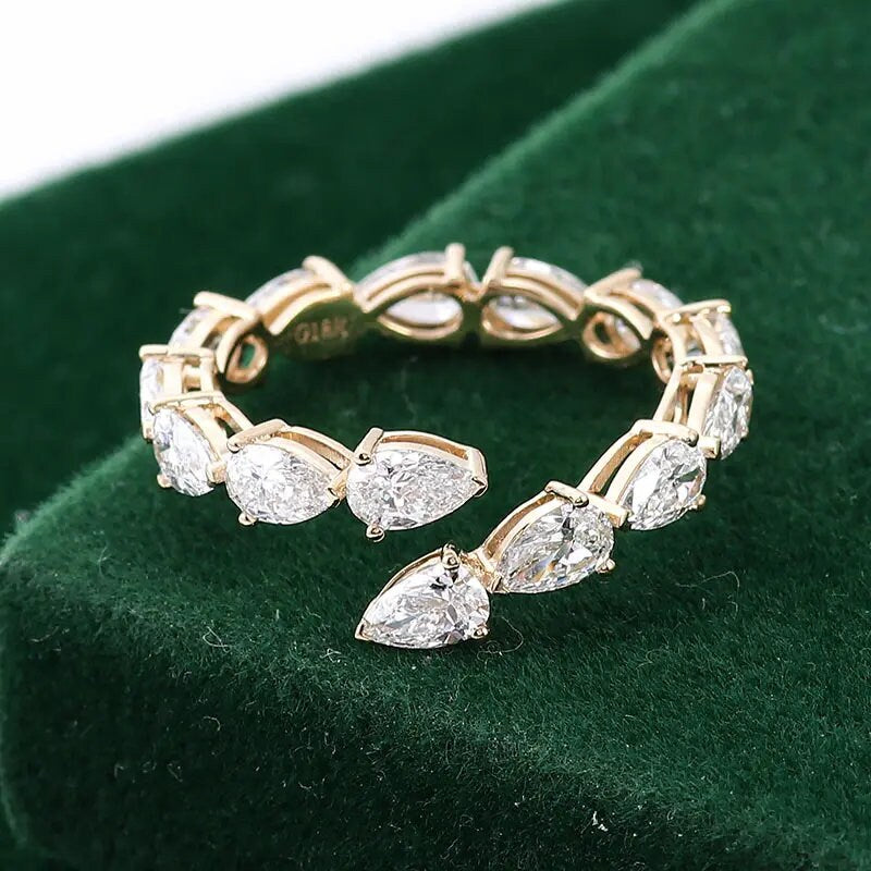 2.65CTW Pear Cut Diamond Open Gap Designer Wedding Band