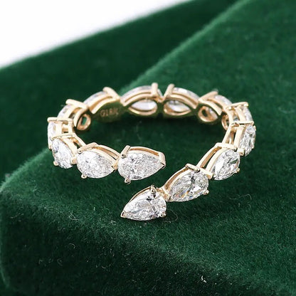 2.65CTW Pear Cut Diamond Open Gap Designer Wedding Band