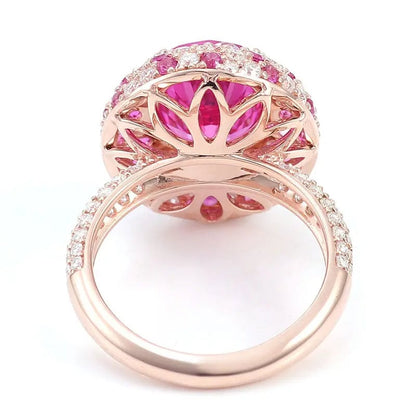 4.17 Cts Rose Gold Oval Cut Ruby