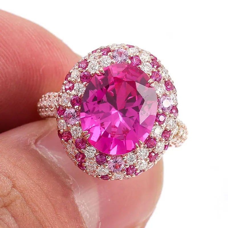 4.17 Cts Rose Gold Oval Cut Ruby