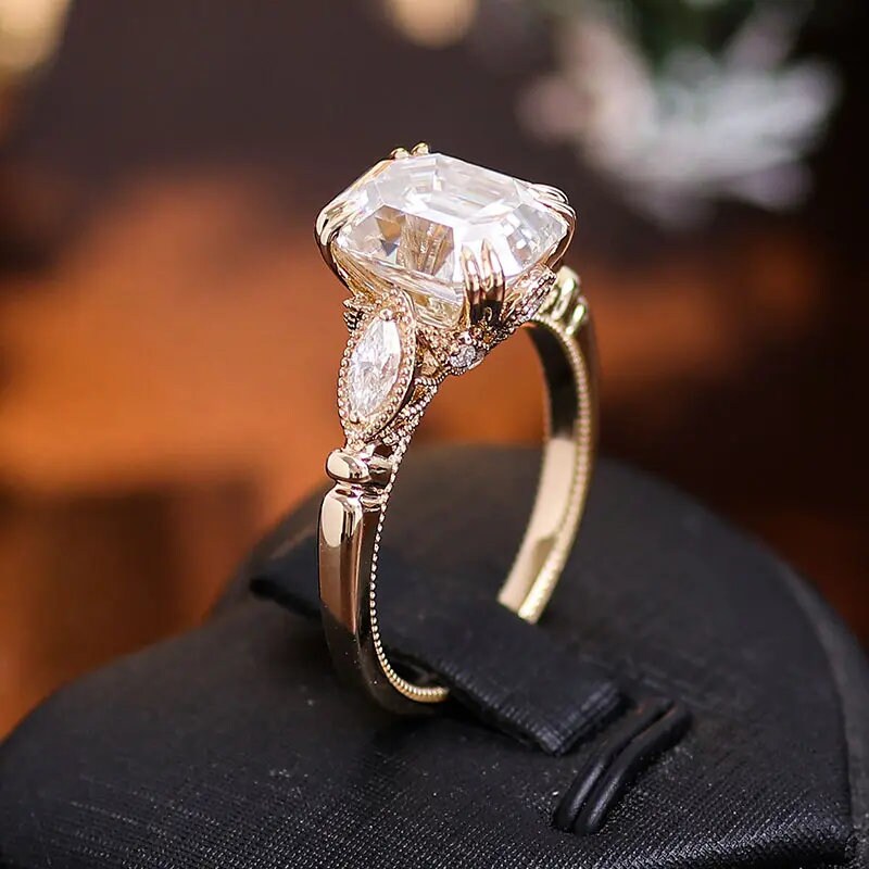Unique Hexagon Cut Diamond Ring for Her