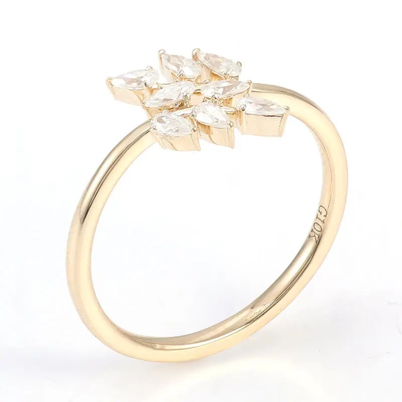 Leaf Themed Pear Lab Grown Diamond Ring