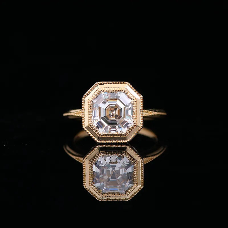 Asscher Cut Lab Grown Diamond Solitaire Ring For Love