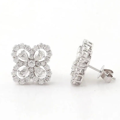 Pear And Round Cut Lab Diamond Earrings