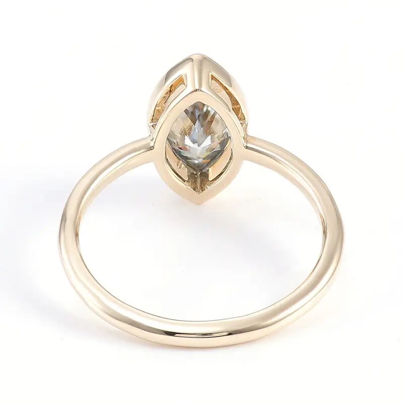 1.75 CT G Color Marquise Cut Lab Diamond Brilliant Bezel Set 18K Gold Ring