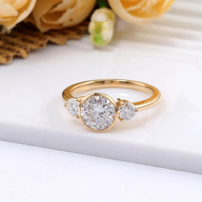 Round Brilliant Cut Lab-Grown Diamond Three Stone Ring