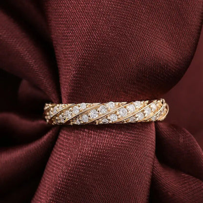 Hand-Made Diamond Stackable 14K Solid Gold Band Ring for her