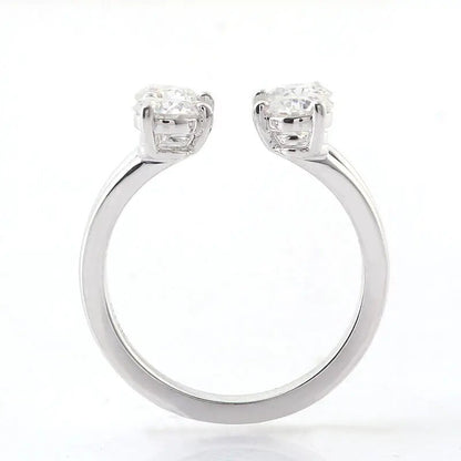 Round Cut Lab Grown Diamond Double Toi Et Moi Ring