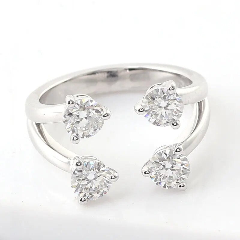 Round Cut Lab Grown Diamond Double Toi Et Moi Ring