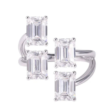 Emerald Cut Lab Grown Diamond Double Toi Et Moi Ring