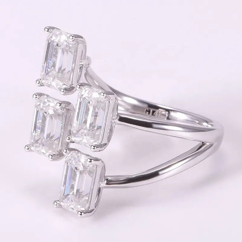 Emerald Cut Lab Grown Diamond Double Toi Et Moi Ring