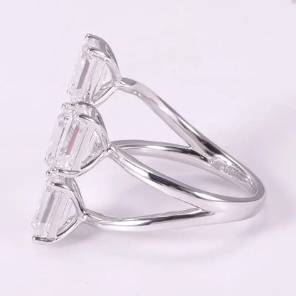 Emerald Cut Lab Grown Diamond Double Toi Et Moi Ring