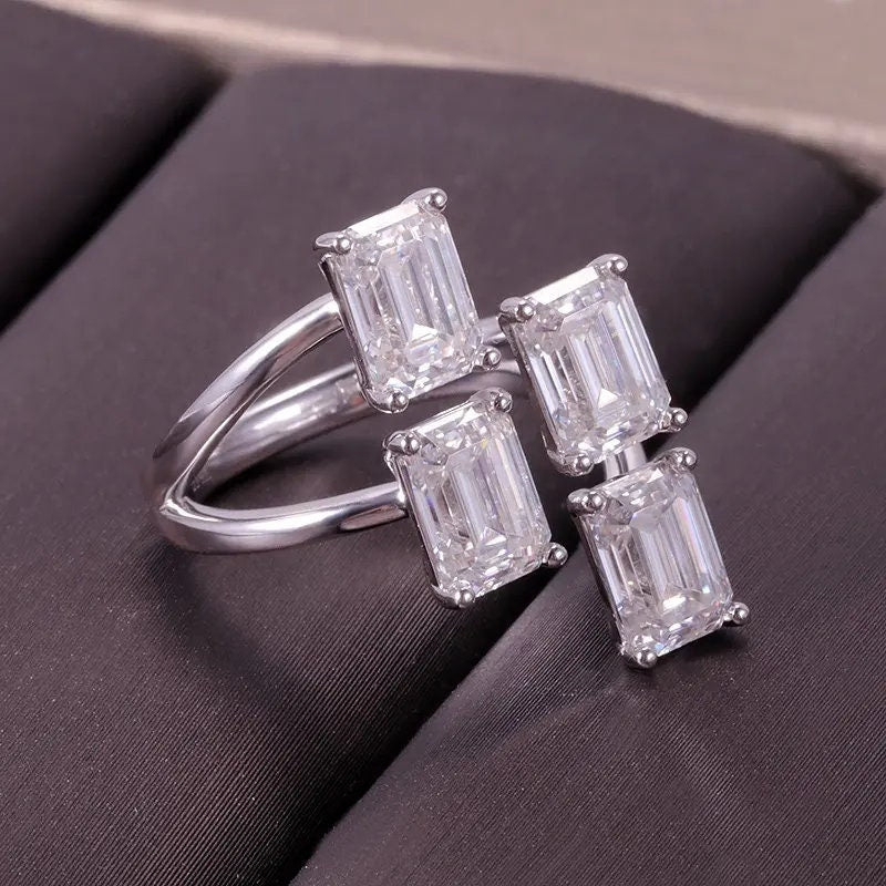 Emerald Cut Lab Grown Diamond Double Toi Et Moi Ring