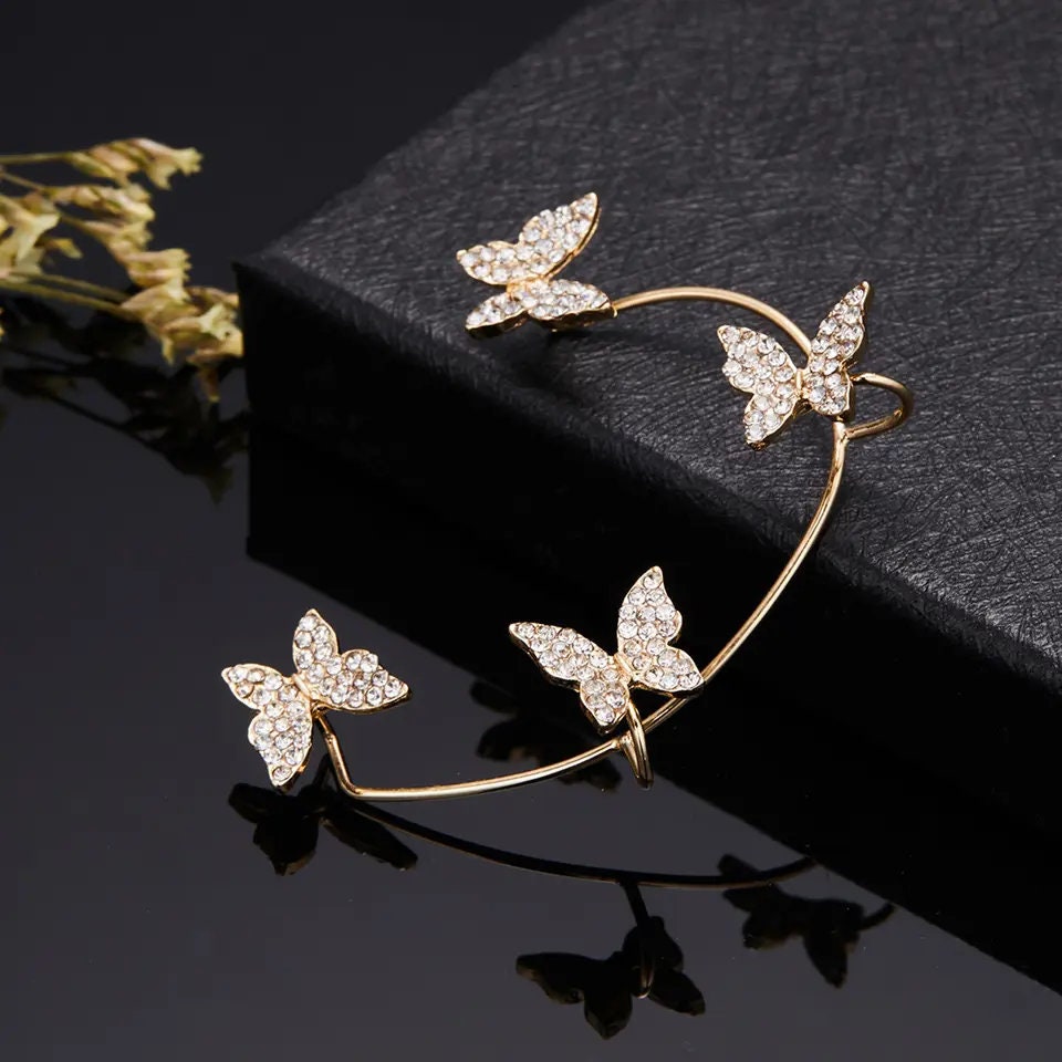 Party Butterfly Ear Clip Long Hanging Earrings Jewelry Women Girls Butterfly Ear Cuff Earrings