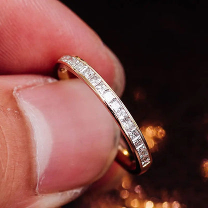 14K Solid Gold 0.58 Cts Princess Cut Lab-Grown Diamond Band
