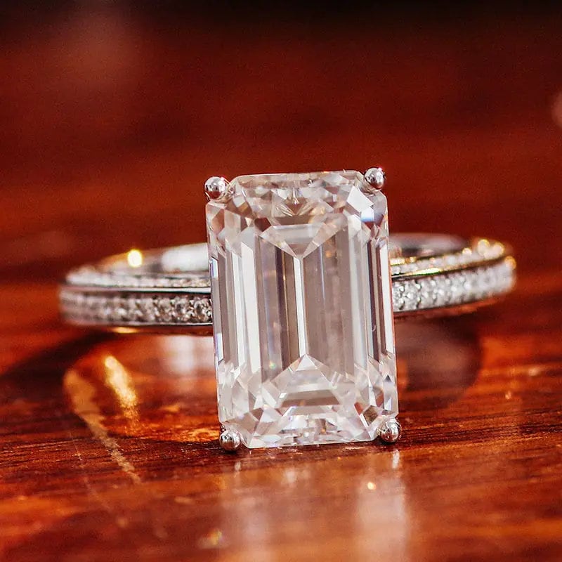 5.71 Cts Emerald Cut Lab Grown Diamond Ring